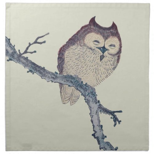 Japanese Sleeping Owl Night Artwork Napkin