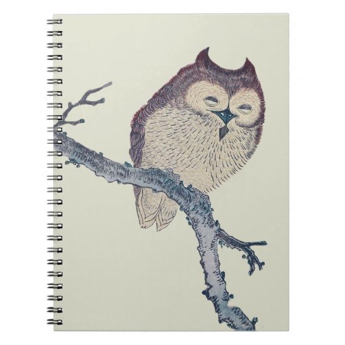 Japanese Sleeping Owl Night Artwork Notebook
