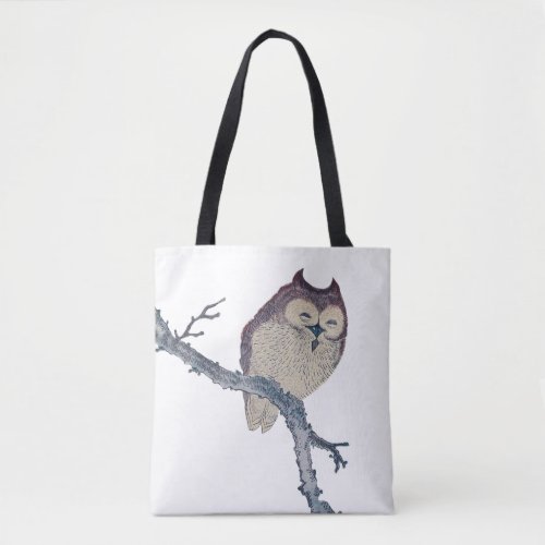 Japanese Sleeping Owl Night Artwork Tote Bag