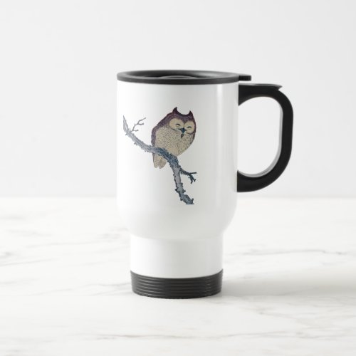 Japanese Sleeping Owl Night Artwork Travel Mug