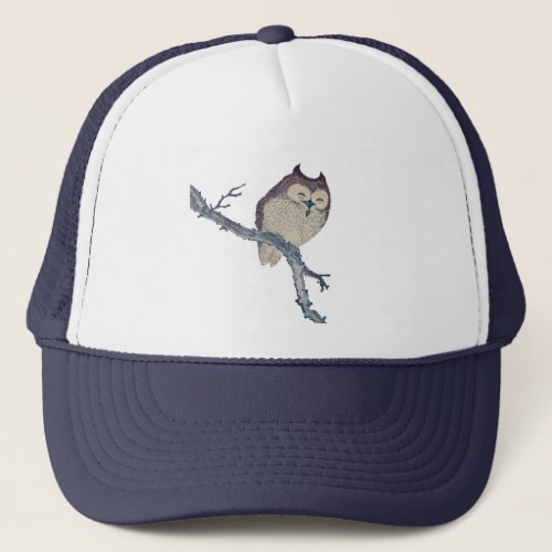 Japanese Sleeping Owl Night Artwork Trucker Hat