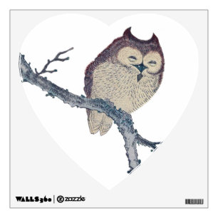 Japanese Sleeping Owl Night Artwork Wall Sticker
