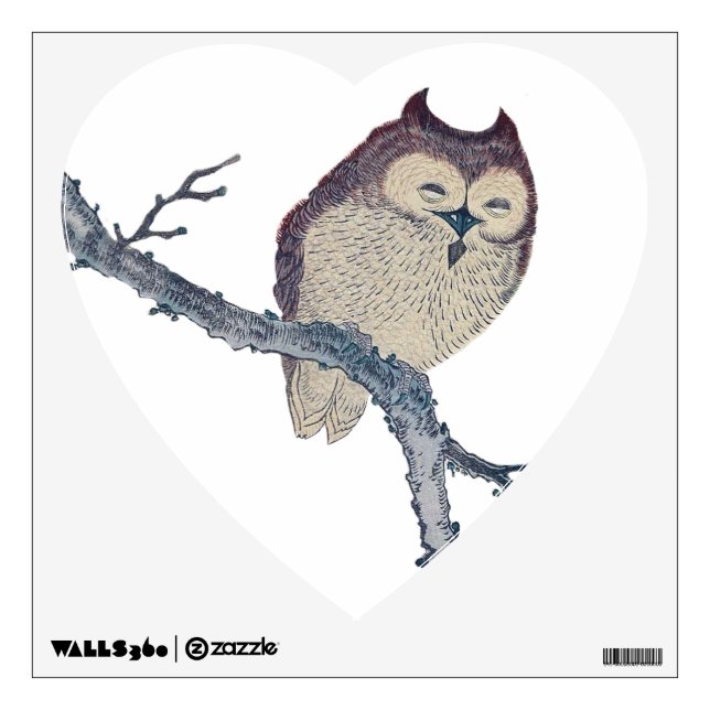 Japanese Sleeping Owl Night Artwork Wall Sticker (Front)