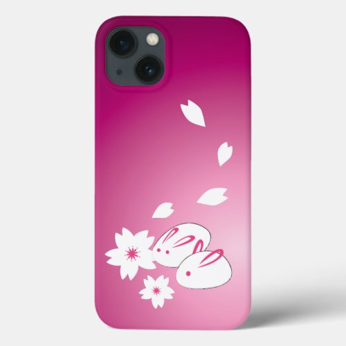 Japanese Snow Rabbits and Sakura iPhone 13 Case