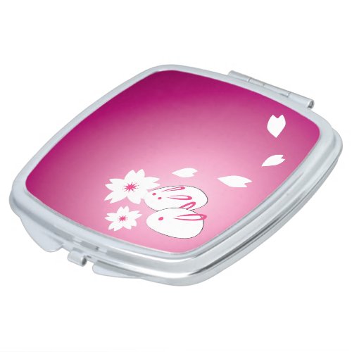 Japanese Snow Rabbits and Sakura Compact Mirror