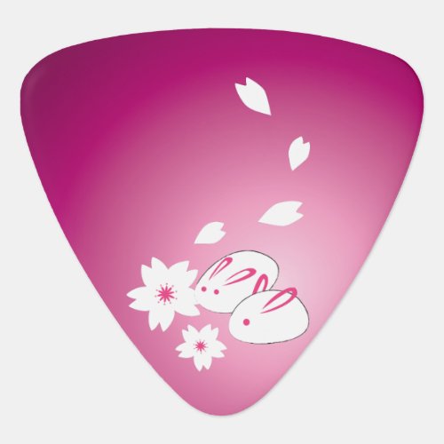 Japanese Snow Rabbits and Sakura Guitar Pick