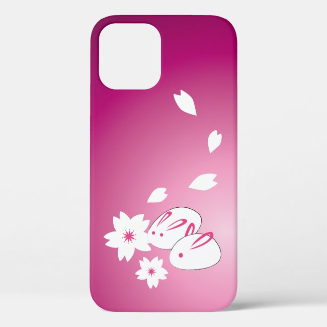 Japanese Snow Rabbits and Sakura iPhone 12 Case