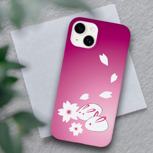 Japanese Snow Rabbits and Sakura iPhone 14 Case