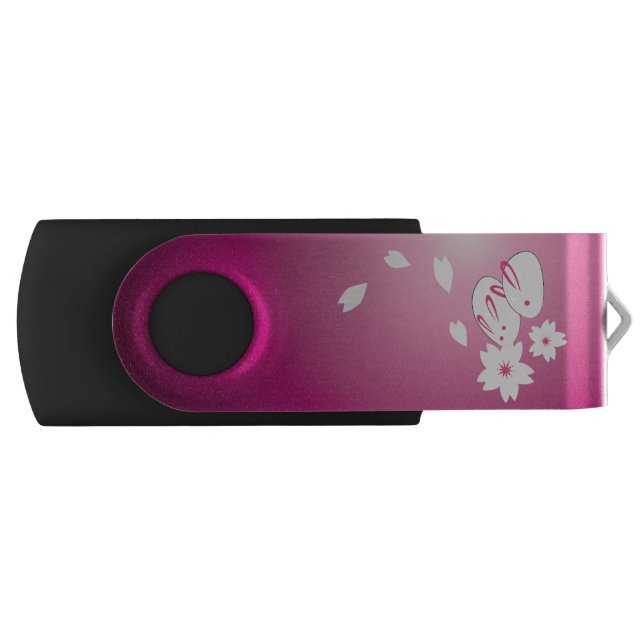 Japanese Snow Rabbits and Sakura USB Flash Drive (Front)