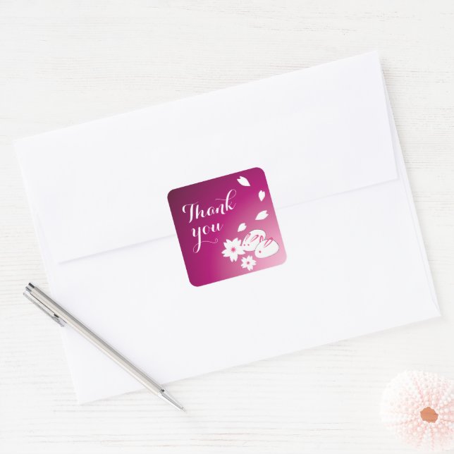 Japanese Snow Rabbits & Sakura Thank You Stickers (Envelope)