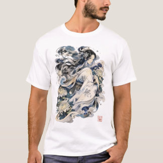 Japanese Snow Woman Art | Winter Yokai In Kimono T-Shirt