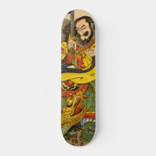 Japanese sorcerer evoking a storm-dragon skateboard