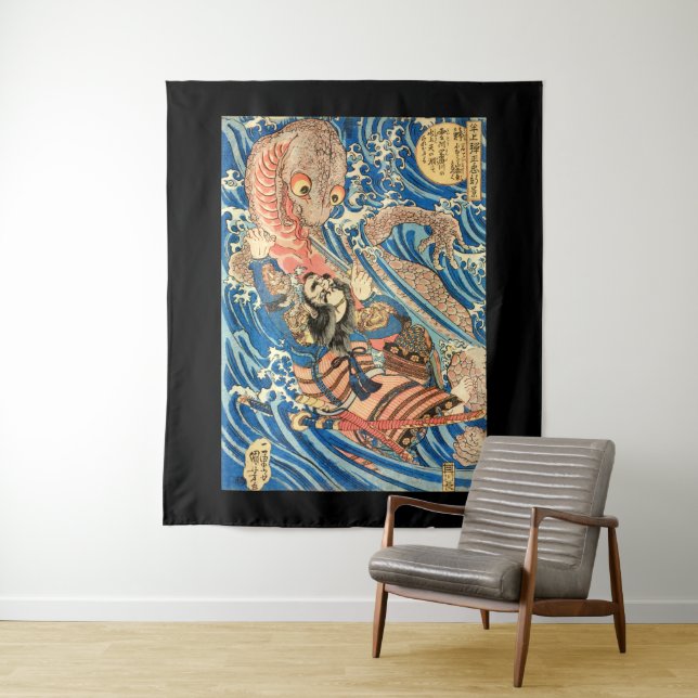 Japanese sorcerer evoking a storm-dragon tapestry (In Situ)