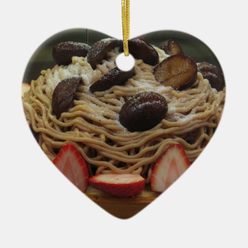 Japanese Spaghetti  Strawberry Cake Ceramic Ornament