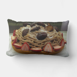 Japanese Spaghetti & Strawberry Cake Lumbar Pillow