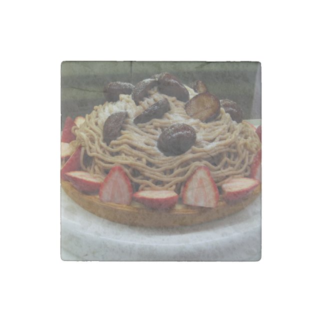 Japanese Spaghetti & Strawberry Cake Stone Magnet (Front)