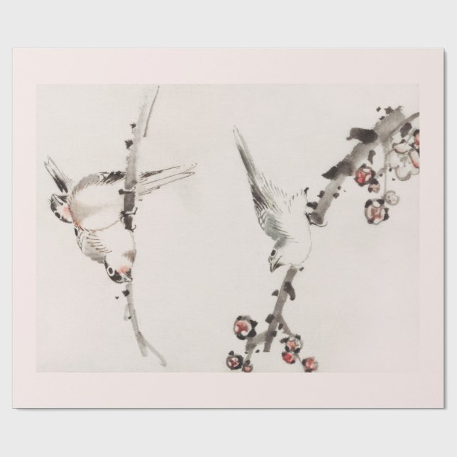 JAPANESE SPARROW CHERRY BLOSSOM Wrapping Paper (Flat)