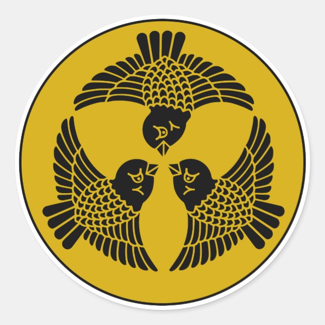 Japanese Sparrow Crest Classic Round Sticker (Front)