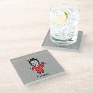 Japanese Spider Lady Jorogumo: Cartoon Yokai Glass Coaster