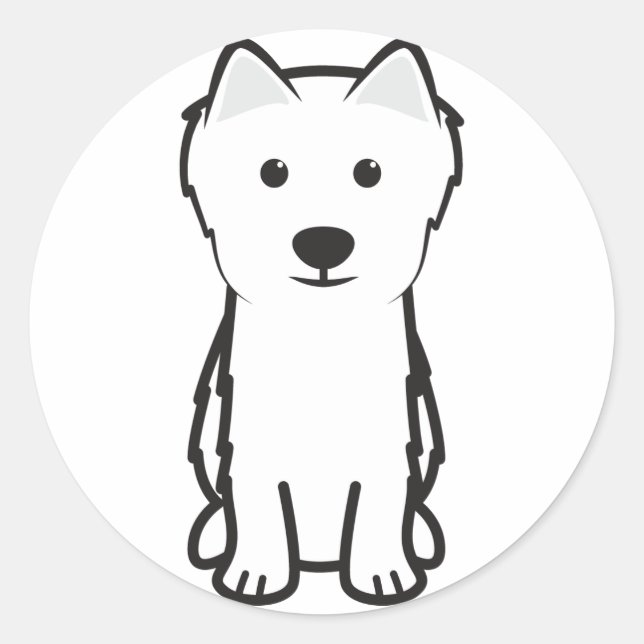 Japanese Spitz Dog Cartoon Classic Round Sticker (Front)