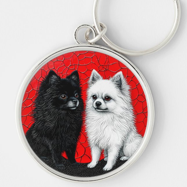 Japanese spitz dog keychain (Front)