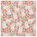 japanese spitz dog vintage florals peach fabric