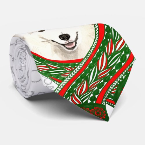Japanese Spitz Funny Woof Christmas Dog Lover Neck Tie