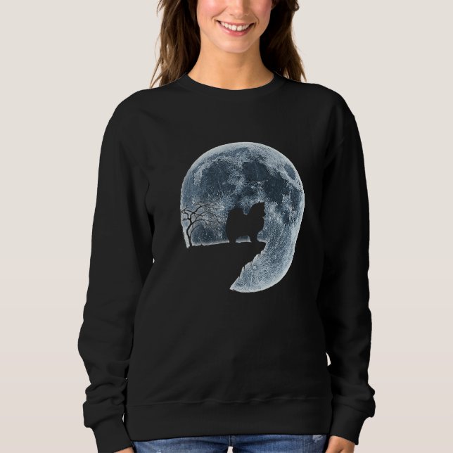 Japanese Spitz Halloween Costume Moon Silhouette Sweatshirt (Front)