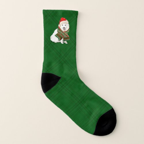 Japanese Spitz Plaid Funny Dog Lovers Holiday Socks