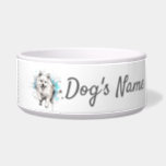 Japanese Spitz puppy Ceramic Pet Bowl<br><div class="desc">Japanese Spitz puppy,  editable Name</div>