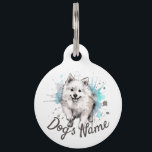 Japanese Spitz puppy Pet ID Tag<br><div class="desc">Japanese Spitz puppy,  editable Dog's Name,  phone,  e-mail</div>