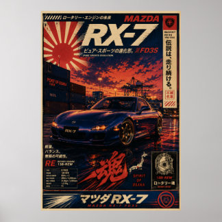 Japanese Sports Car Vintage Poster | Mount Fuji Wa