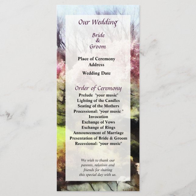 Japanese Spring Wedding Program (Front)