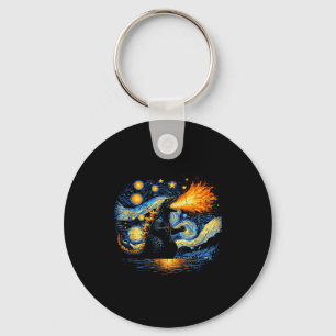 Japanese Starry Night Kaiju Funny Art Men Women Ki Keychain