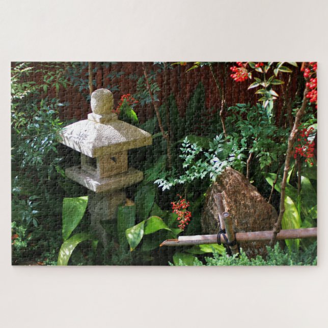 Japanese stone lantern and deer scarer jigsaw puzzle (Horizontal)