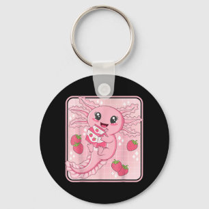 Japanese Strawberry Milk Anime Pink Kawaii Axolotl Keychain
