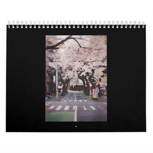 Japanese Street Art Photography Cherry Blossoms Calendar