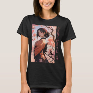 Japanese Style Animated Girl in Yukata T-Shirt