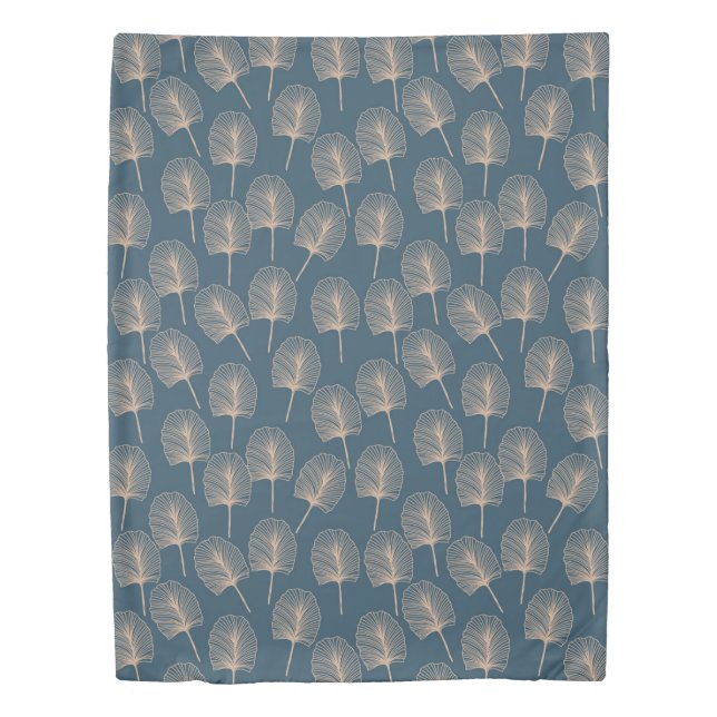 Japanese style beige burdock blue background duvet cover (Front)