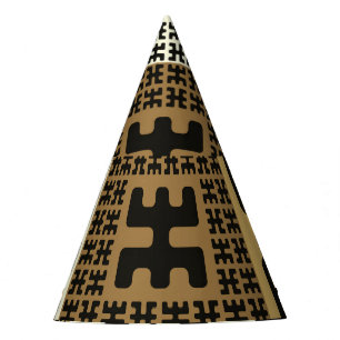 Japanese style, black gold seamless patterns. party hat