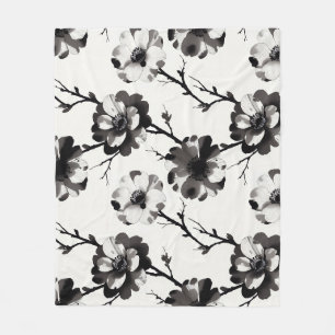 Japanese-style camellias fleece blanket