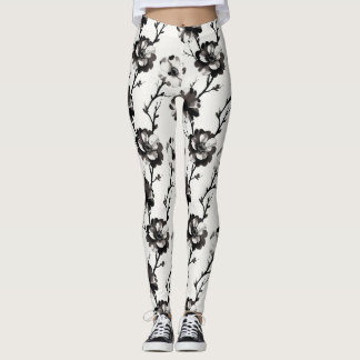 Japanese-style camellias leggings