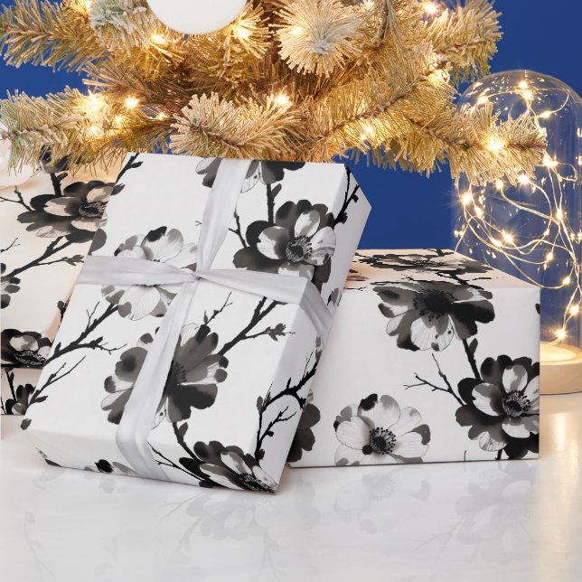 Japanese-style camellias wrapping paper (Holidays)