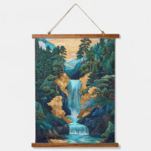 Japanese Style Cascading Green Waterfall