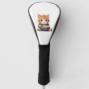 Japanese style cat eats ramen   golf head cover
