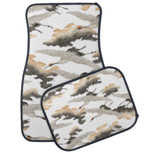 Japanese style crane: elegant design. car floor mat