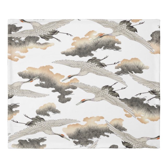 Japanese style crane: elegant design. duvet cover (Front)