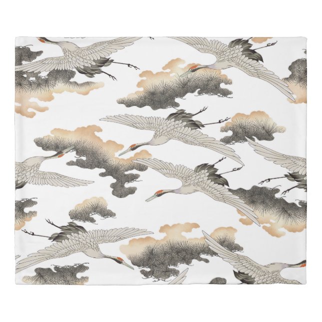 Japanese style crane: elegant design. duvet cover (Front)