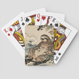Japanese Style Cute Sloth – Relaxing Animal Art Poker Cards