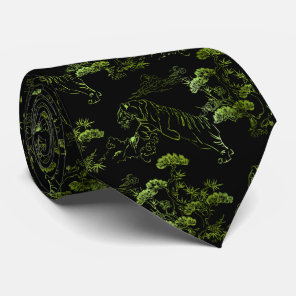 Japanese-style green tiger tie